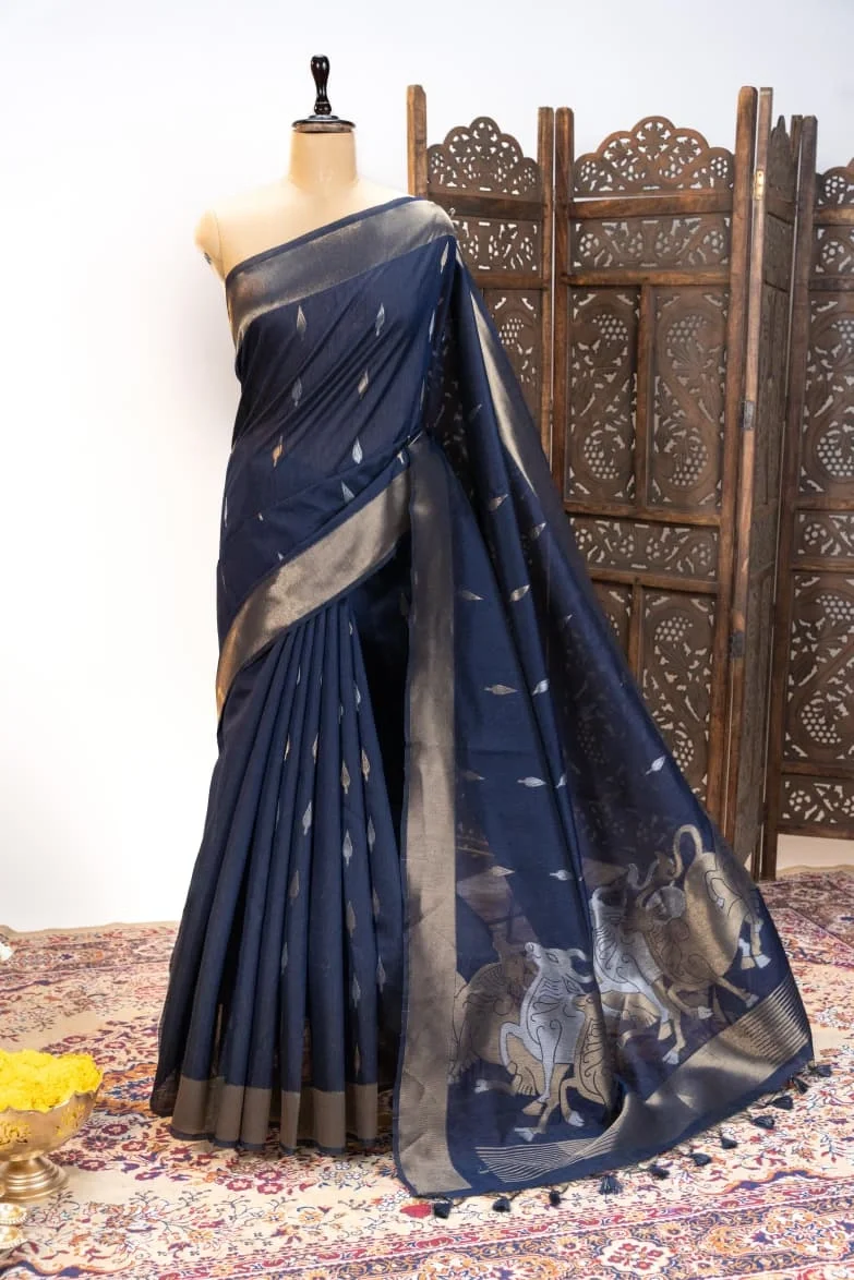 Bright Orange Kanchipuram Handloom Bridal Silk Saree